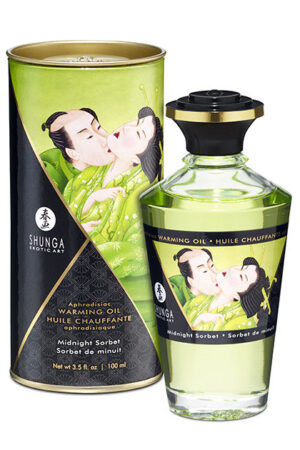 Huile Chauffante aphrodisiaque comestible - Sorbet de minuit Shunga 100ml.