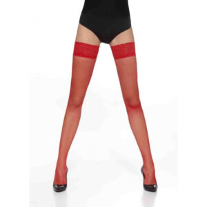 Bas résille Autofixants Rouge M - Lucrezia 20 DEN