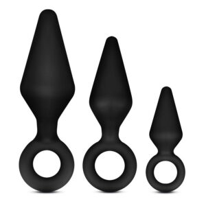Coffret de 3 Plugs Anal Adventures Loop plug - Noir