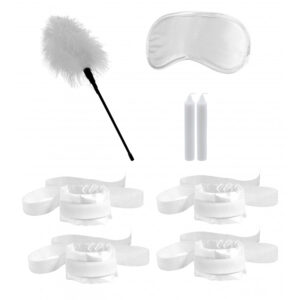 Kit d'attache HoneyMoon Blanc en Satin - Soft BDSM